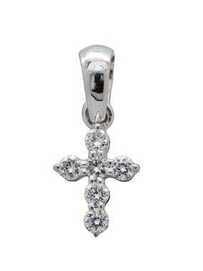 Solid 14K White Gold Diamond Accent Cross Pendant – Natural Earth Mined Diamonds